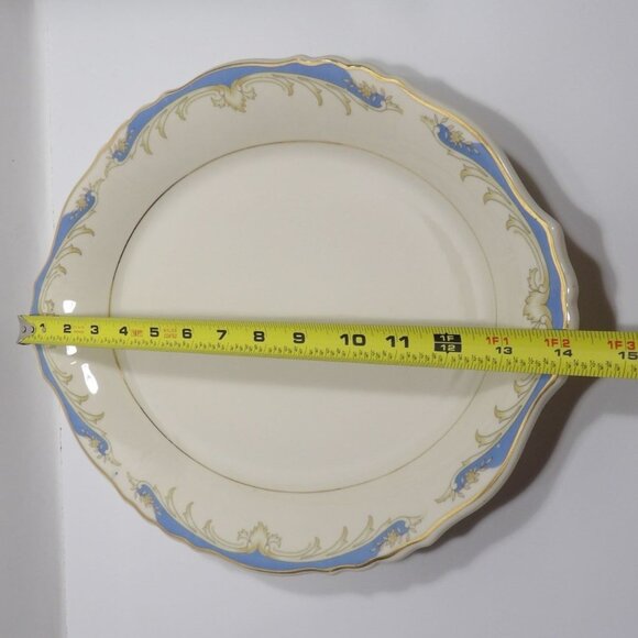 Syracuse Carvel Oval Serving Platter Federal Shape Blue Gold Trim Vintage - Picture 2 of 10